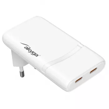 Akyga AK-CH-32 65W 2x USB-C PD GaN Charger White