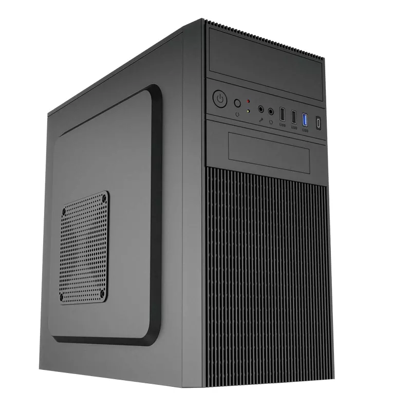 Akyga AK19BK Micro Tower kompiuterio korpusas, Micro ATX / Mini ITX, USB-C + USB 3.0 + 2x USB 2.0, be maitinimo bloko, juodas