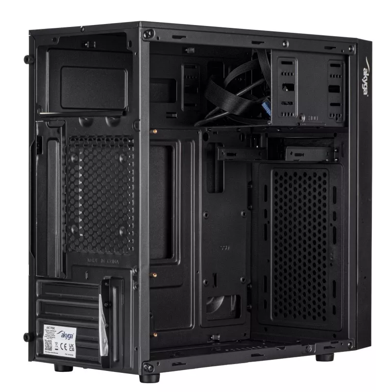 Akyga AK19BK Micro Tower kompiuterio korpusas, Micro ATX / Mini ITX, USB-C + USB 3.0 + 2x USB 2.0, be maitinimo bloko, juodas