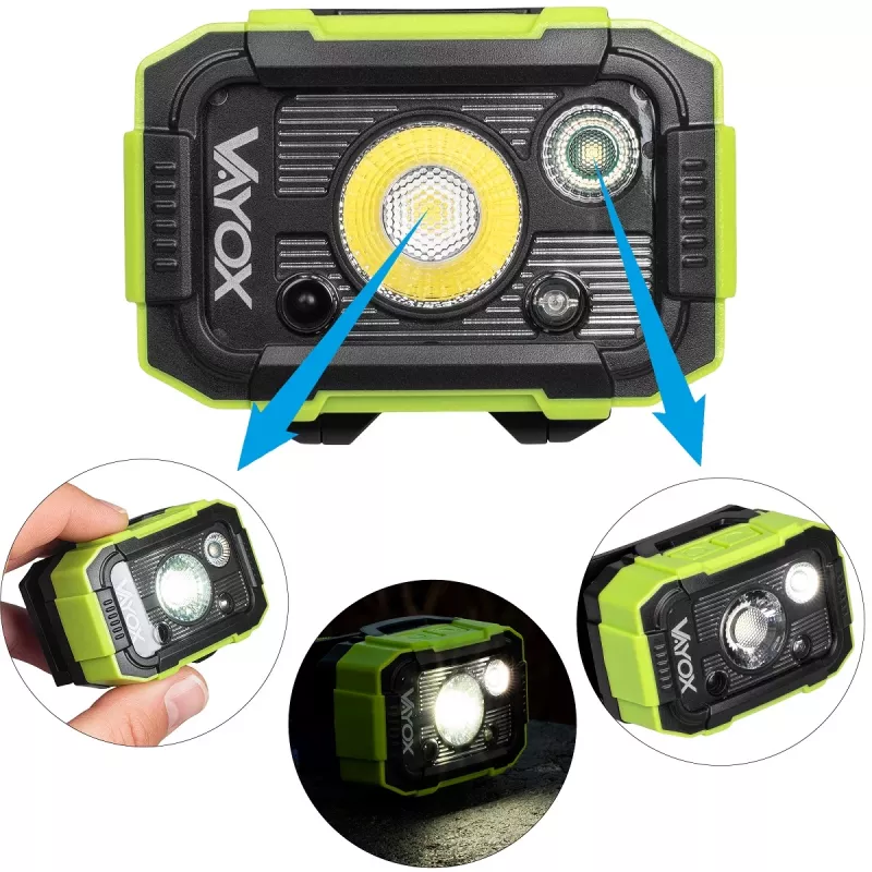 VAYOX DUAL HAMMER 500lm Pro Series įkraunamas priekinis žibintas VA0415