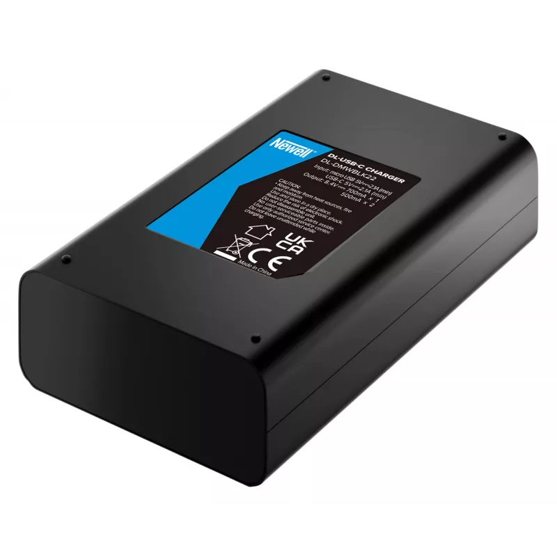 Newell Dual-Channel USB-C Charger DL-USB-C for Panasonic DMW-BLK22 Battery Black