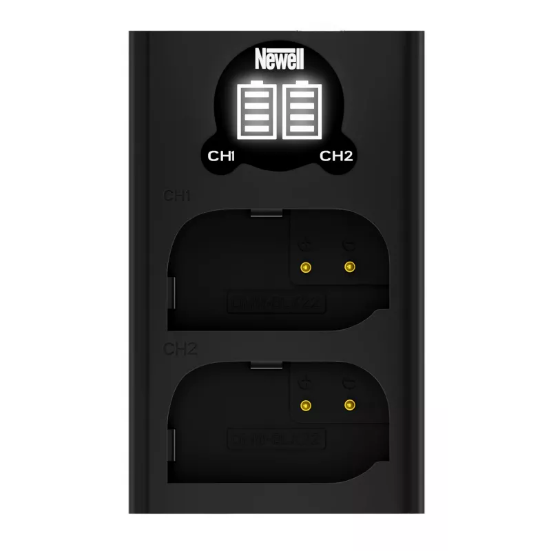Newell Dual-Channel USB-C Charger DL-USB-C for Panasonic DMW-BLK22 Battery Black