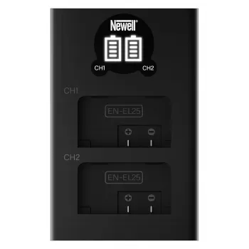 Newell DL-USB-C dviejų kanalų baterijų įkroviklis, skirtas Nikon EN-EL25