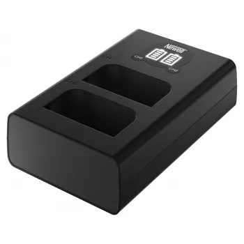 Newell DL-USB-C dviejų kanalų įkroviklis, skirtas Olympus BLX-1 baterijoms
