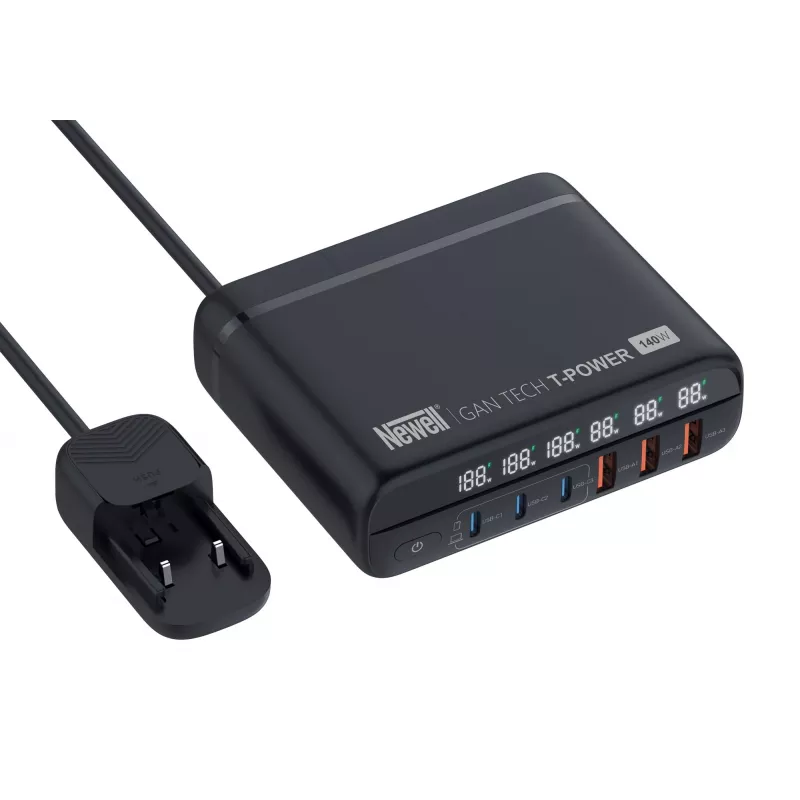 Newell GaN Tech T-Power 140 W tinklo įkroviklis su adapterių rinkiniu