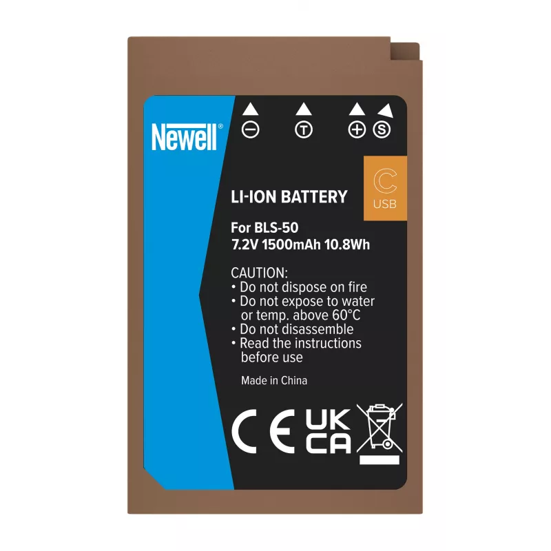 Newell Replacement Battery BLS-50 with USB-C, skirta Olympus
