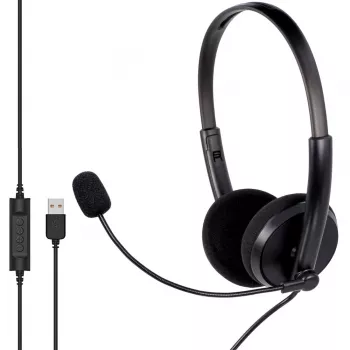 MOZOS MTX1091ECO Wired On-Ear Headset with Microphone USB-A