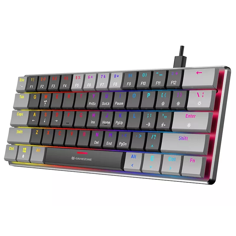 Tracer GameZone Keylo 61 laidinis mechaninis žaidimų klaviatūra, 60% išdėstymas, Outemu Red jungikliai, RGB foninis apšvietimas, grafitas