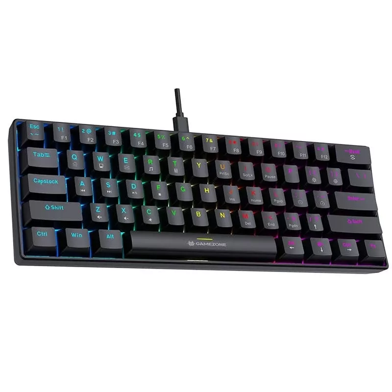 Tracer GameZone Claws 61 Wired Mechanical Gaming Keyboard, 60% Layout, Outemu Blue Switches, RGB Backlight, Black