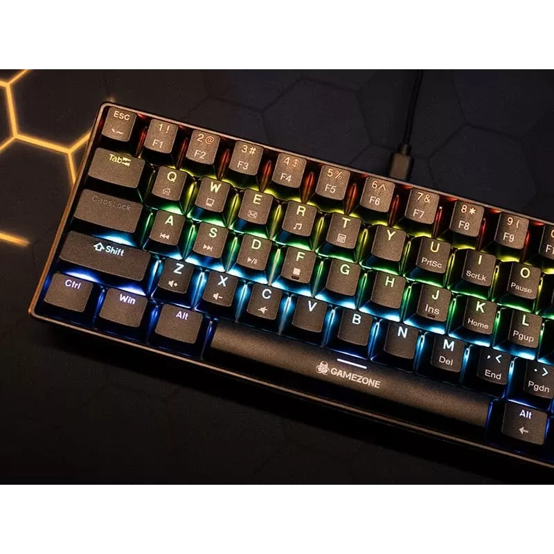 Tracer GameZone Claws 61 Wired Mechanical Gaming Keyboard, 60% Layout, Outemu Blue Switches, RGB Backlight, Black