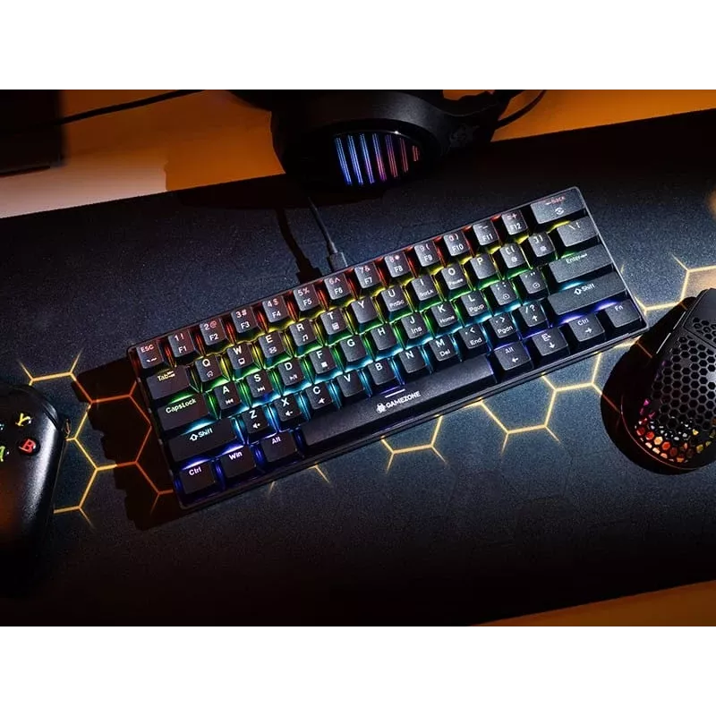Tracer GameZone Claws 61 Wired Mechanical Gaming Keyboard, 60% Layout, Outemu Blue Switches, RGB Backlight, Black