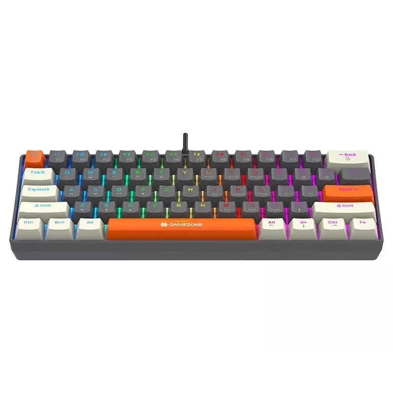 Tracer GameZone Claws 61 Wired Mechanical Gaming Keyboard, 60% Layout, Blue Switches, RGB Backlight, Grey