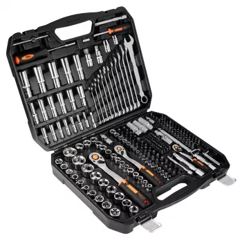 NEO TOOLS Veržliarakčių ir antgalių rinkinys 1/4 inch, 3/8 inch, 1/2 inch pavara, 219 dalių, chromo vanadžio plienas
