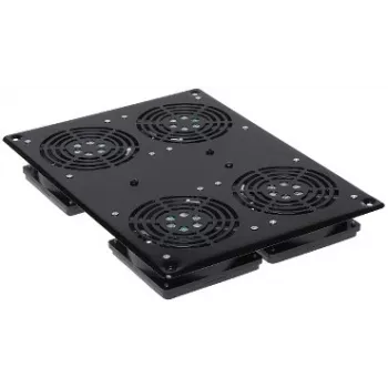 DELTA OPTICAL A19-4W 19 inch 1U ventiliatorių plokštė spintai, 4x120mm, 230V AC, juoda
