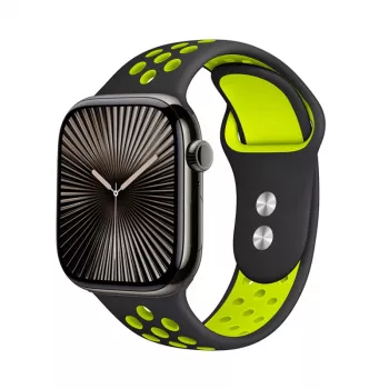 Crong Duo Sport Band, skirta Apple Watch 38/40/41/42 mm (Juoda/Šviesiai žalia)
