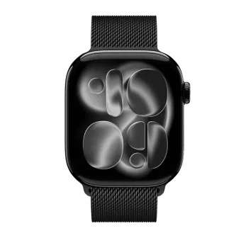 Crong Milano Steel Stainless Steel Milanese Loop Watch Band for Apple Watch 38/40/41/42 mm (Black)