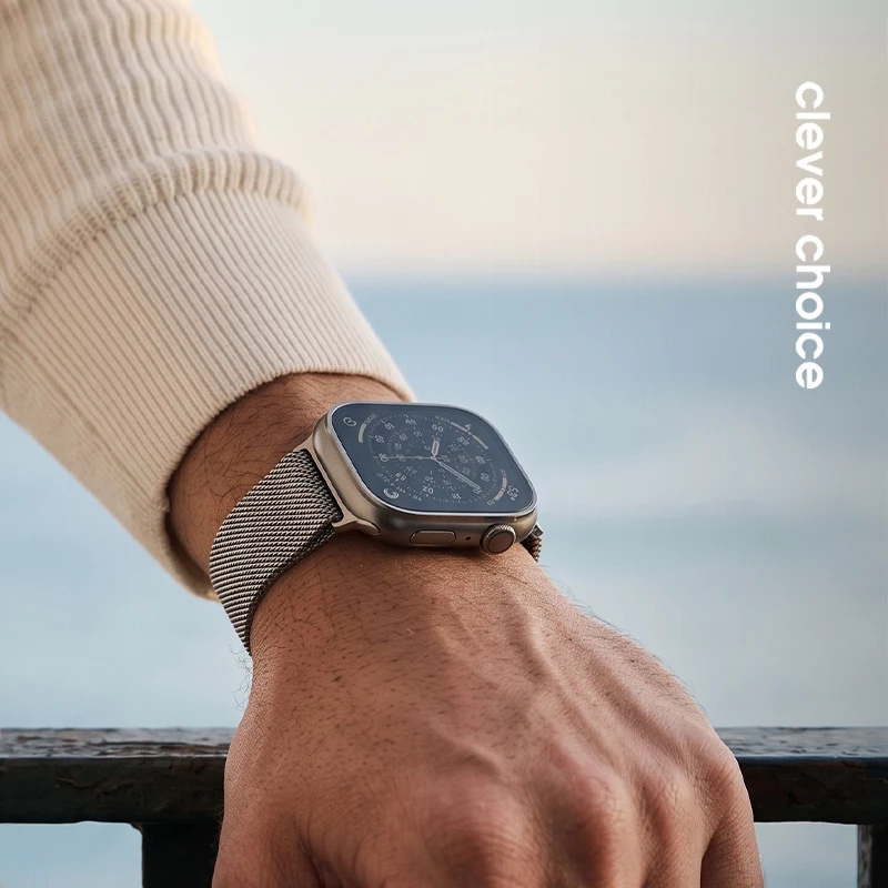 Crong Milano Steel nerūdijančio plieno apyrankė, skirta Apple Watch 44/45/46/49 mm, sidabrinė