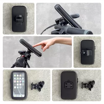 Wozinsky Universal Handlebar Phone Mount for Bicycle, Motorcycle, Electric Scooter - Black (WBHBK7)