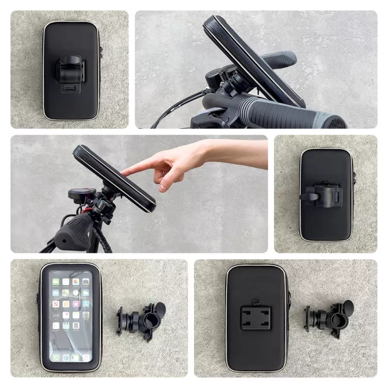 Wozinsky Universal Handlebar Phone Mount for Bicycle, Motorcycle, Electric Scooter - Black (WBHBK7)