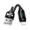 Wozinsky WUALC2 USB-A to Lightning laidas su LED ekranu, 2,4A, 2m, juodas