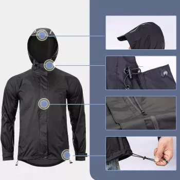 ROCKBROS YPY013BK3XL Lietpaltis 3XL Juodas Kvėpuojantis Vėjo Nepraleidžiantis