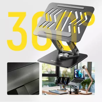 Wozinsky 360° Laptop Stand Black with Phone Holder