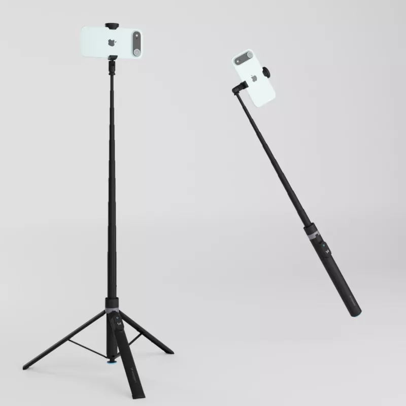Premium Selfie Stick Wozinsky WRZP1 su automatiškai išsiskleidžiančiomis kojelėmis, trikojo funkcija, 1,7 m – juoda