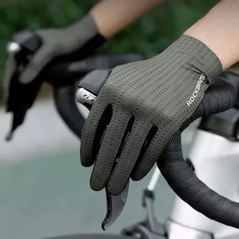 ROCKBROS Breathable Full Finger Cycling Gloves, Size L - Green