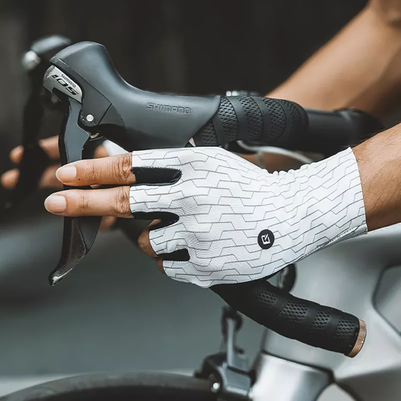 ROCKBROS Road Cycling Gloves Half Finger Size L White Black