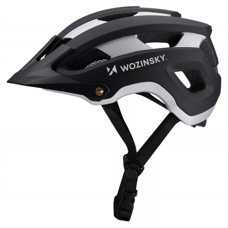 Wozinsky MTB šalmas su nuimamu skydeliu, lengvas 57-62 cm Juodas-Sidabrinis