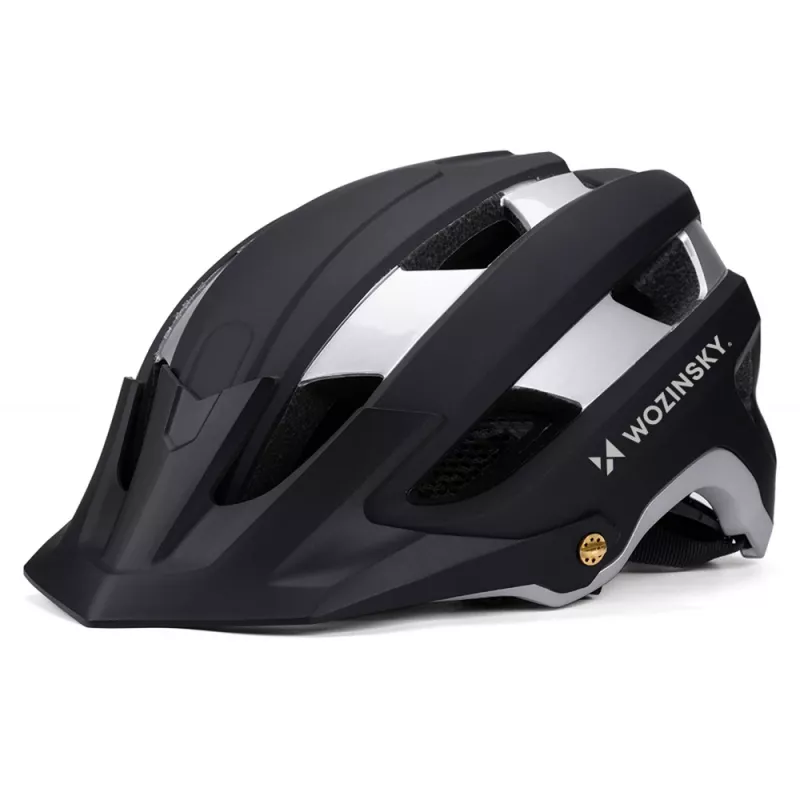 Wozinsky MTB šalmas su nuimamu skydeliu, lengvas 57-62 cm Juodas-Sidabrinis