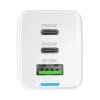 Wozinsky GaN 65W įkroviklis su USB-A ir 2x USB-C prievadais bei USB-C laidu 65W - Baltas