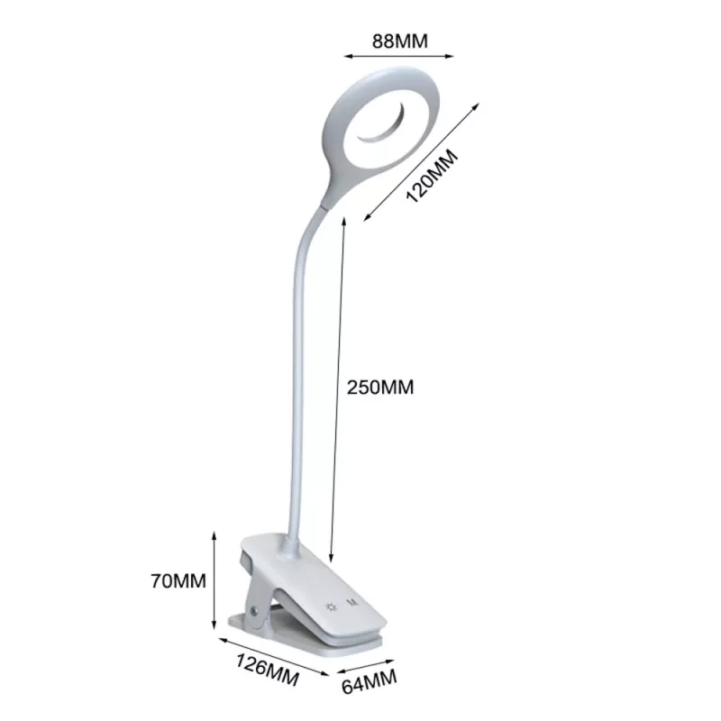 WOZINSKY Mini Wireless LED Reading Lamp su spaustuku ir USB-C laidu - Balta