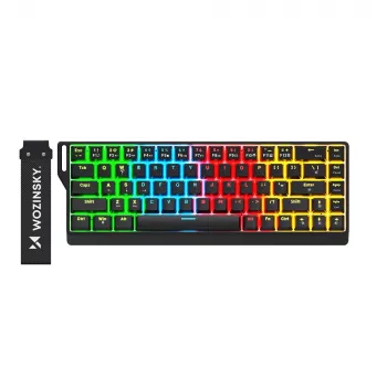 Wozinsky WKGP-1165 mechaninė žaidimų klaviatūra, RGB apšvietimas, juoda, Outemu Blue jungikliai, pilno dydžio, laidinė USB