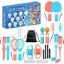 HURTEL Family Accessories Kit 23 in 1, skirta Nintendo Switch 2 – oranžinės ir mėlynos spalvos rinkinys