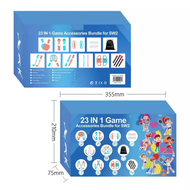 HURTEL Family Accessories Kit 23 in 1, skirta Nintendo Switch 2 – oranžinės ir mėlynos spalvos rinkinys