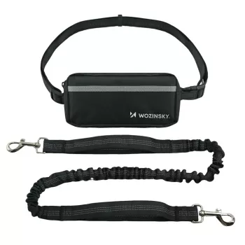 Wozinsky WPST-01 Hands-Free Dog Running Belt with Pouch and Elastic Leash - Black