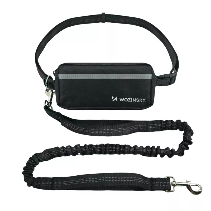 Wozinsky WPST-01 Hands-Free Dog Running Belt with Pouch and Elastic Leash - Black