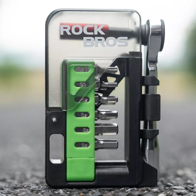 ROCKBROS Dviračių Remonto Rinkinys su Mini Reketu ir 14 Antgalių - Skaidriai Žalia