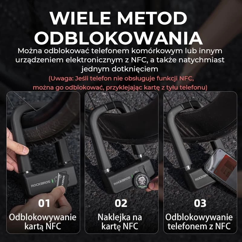 Rockbros RBNS1 SMART NFC U-Lock - Juoda