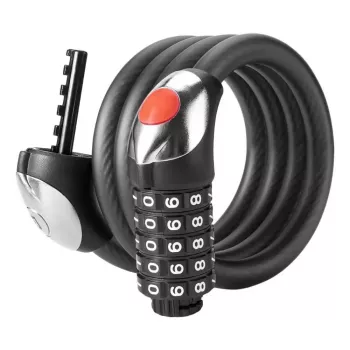 ROCKBROS RKS531 5 skaitmenų kombinacinis kabelinis spyna su LED, 180 cm, juoda