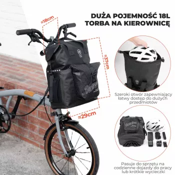 Rockbros AS-158 Priekinis Krepšys, Skirtas Brompton Sulankstomam Dviračiui - Juoda