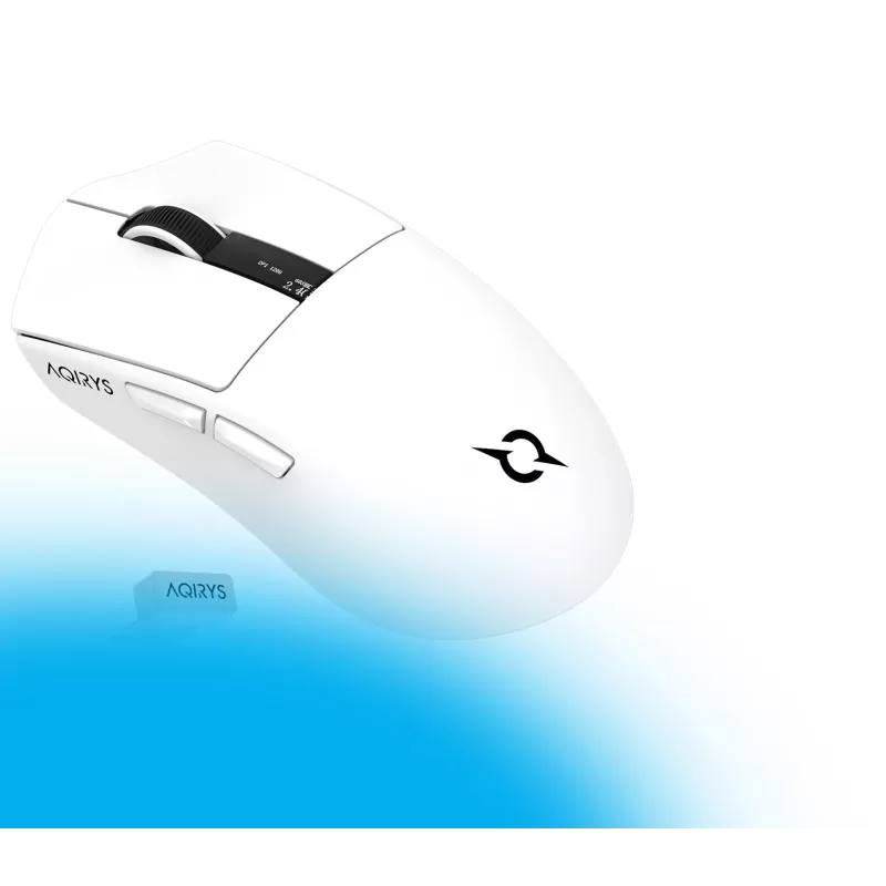 AQIRYS Zephyr belaidė žaidimų pelė, 2,4 GHz + Bluetooth, 26000 DPI, balta