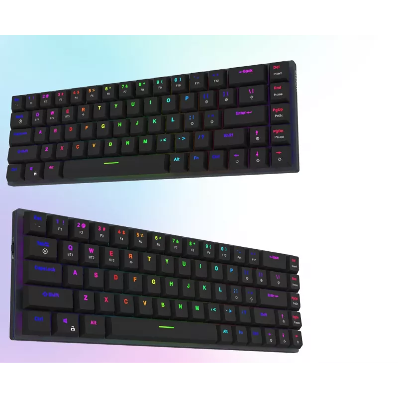 AQIRYS Agena 65% žemo profilio belaidė mechaninė klaviatūra, Gateron Red jungikliai, juoda
