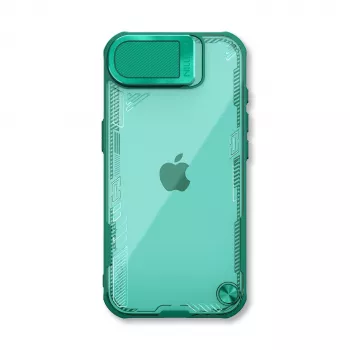 Nillkin Iceblade Prop Case su kameros objektyvo dangteliu ir atraminėle, skirta iPhone 16e / 17e – Žalia