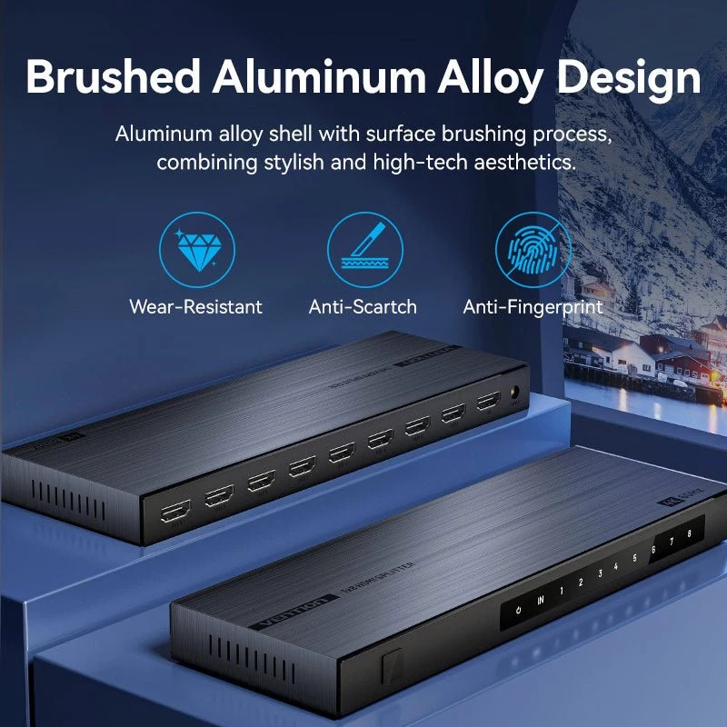 VENTION HDMI Splitter 1 Input 8 Output 4K@60Hz Black