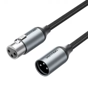 VENTION BKHHI XLR Mikrofono laidas 3m Juodas Nailono pynė su Aliumininėmis jungtimis