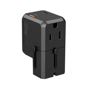CHOETECH PD6038 38W GaN USB-C Įkroviklis su USB-A, Keičiamais Kištukais (EU/US/UK/AU) - Juodas