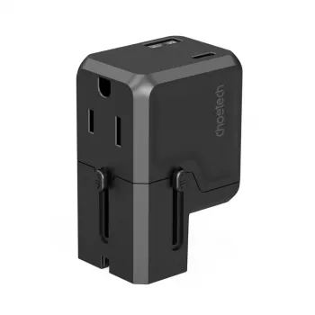 CHOETECH PD6038 38W GaN USB-C Įkroviklis su USB-A, Keičiamais Kištukais (EU/US/UK/AU) - Juodas