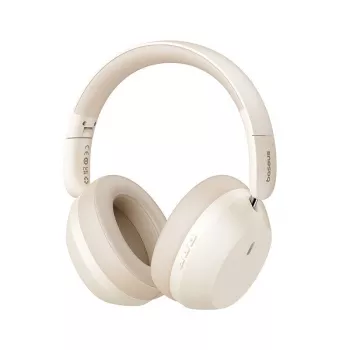 BASEUS BASS 35 MAX Bluetooth 5.3 belaidės ausinės su antgaliu, smėlio spalvos